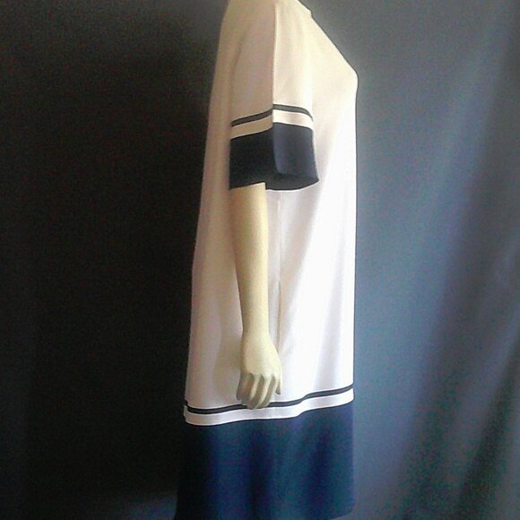 Piazza Sempione Italy White Navy Color Block Swing 60's Retro Dress 42 10 - Picture 4 of 7
